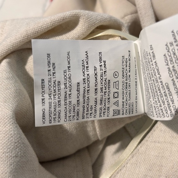 CLUB MONACO Sz 10 Open Back Jumpsuit Linen Cotton Tencel Blend Wide Leg NEW Ecru - Picture 15 of 16